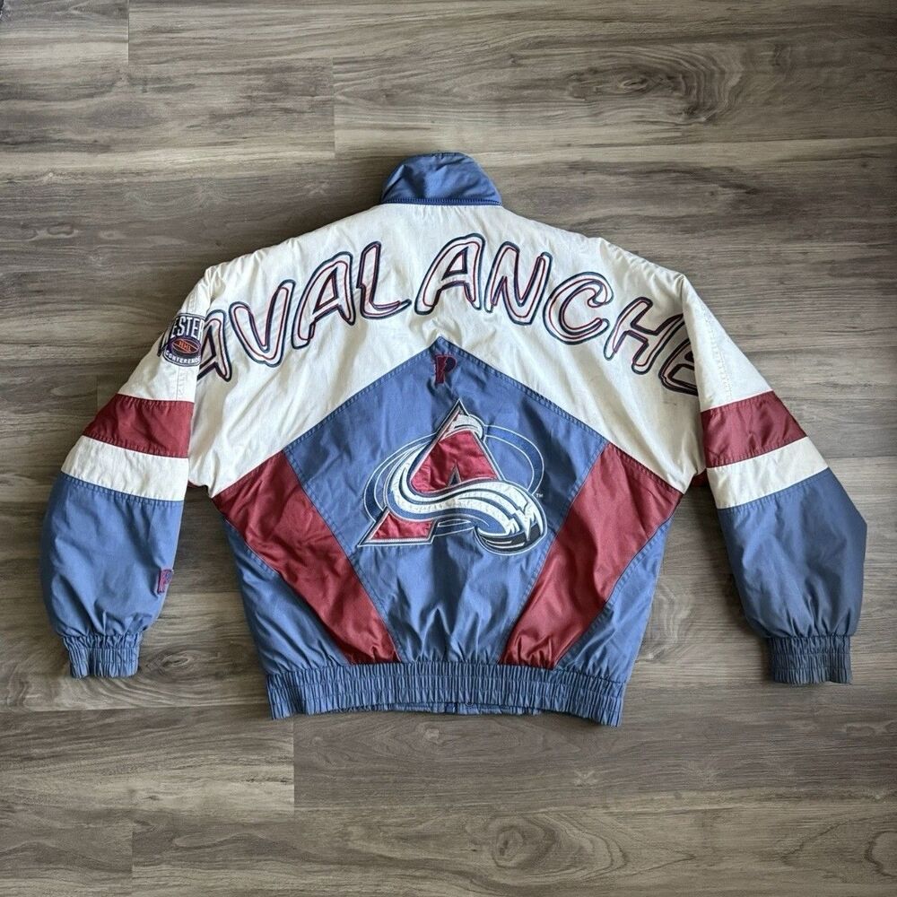 Vintage 90s Colorado Avalanche ProPlayer Puffer Jacket NHL Size S/M Stanley Cup
